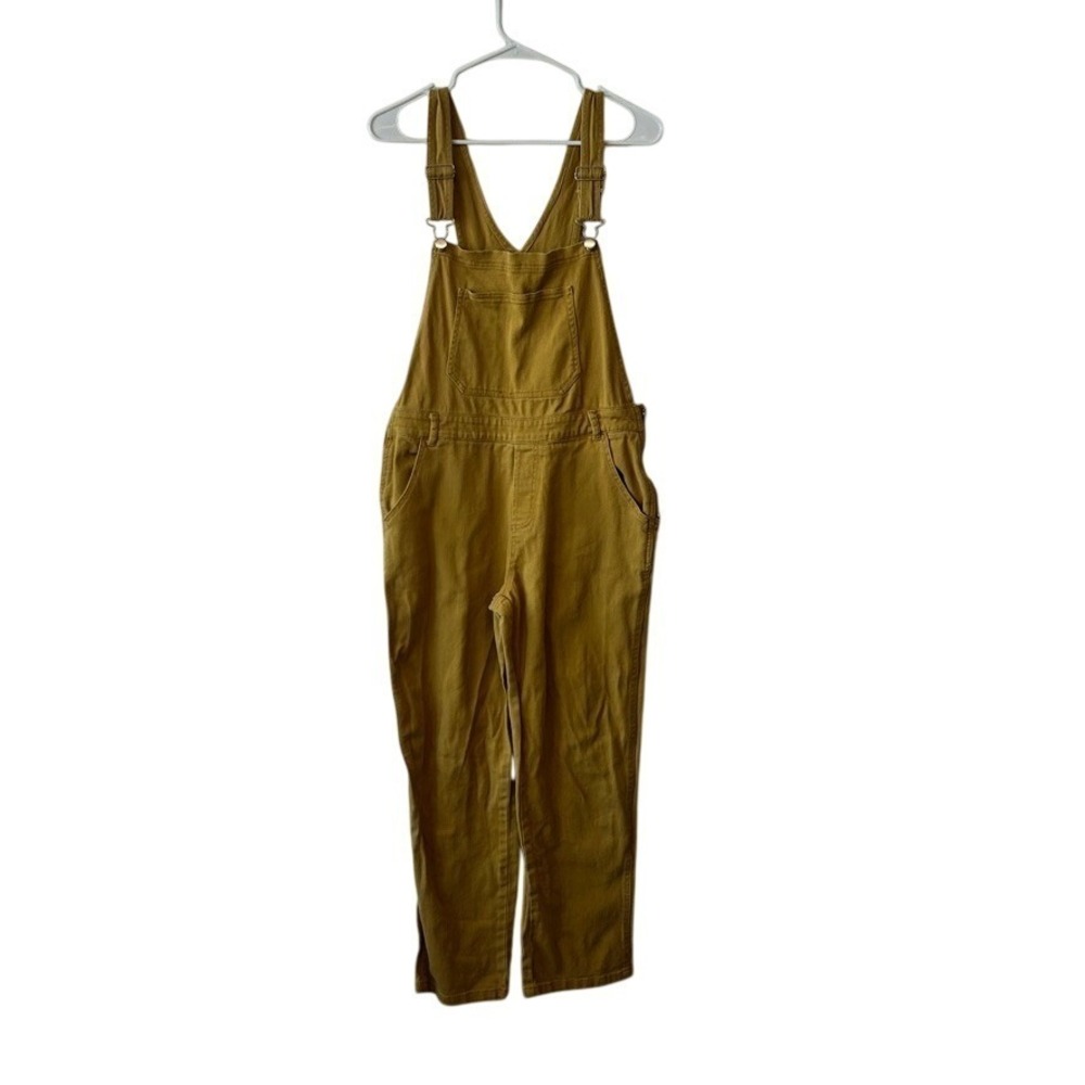Le Lis Women's Mustard Yellow Cotton Blend Side Zip Utility Bib Overalls Size S